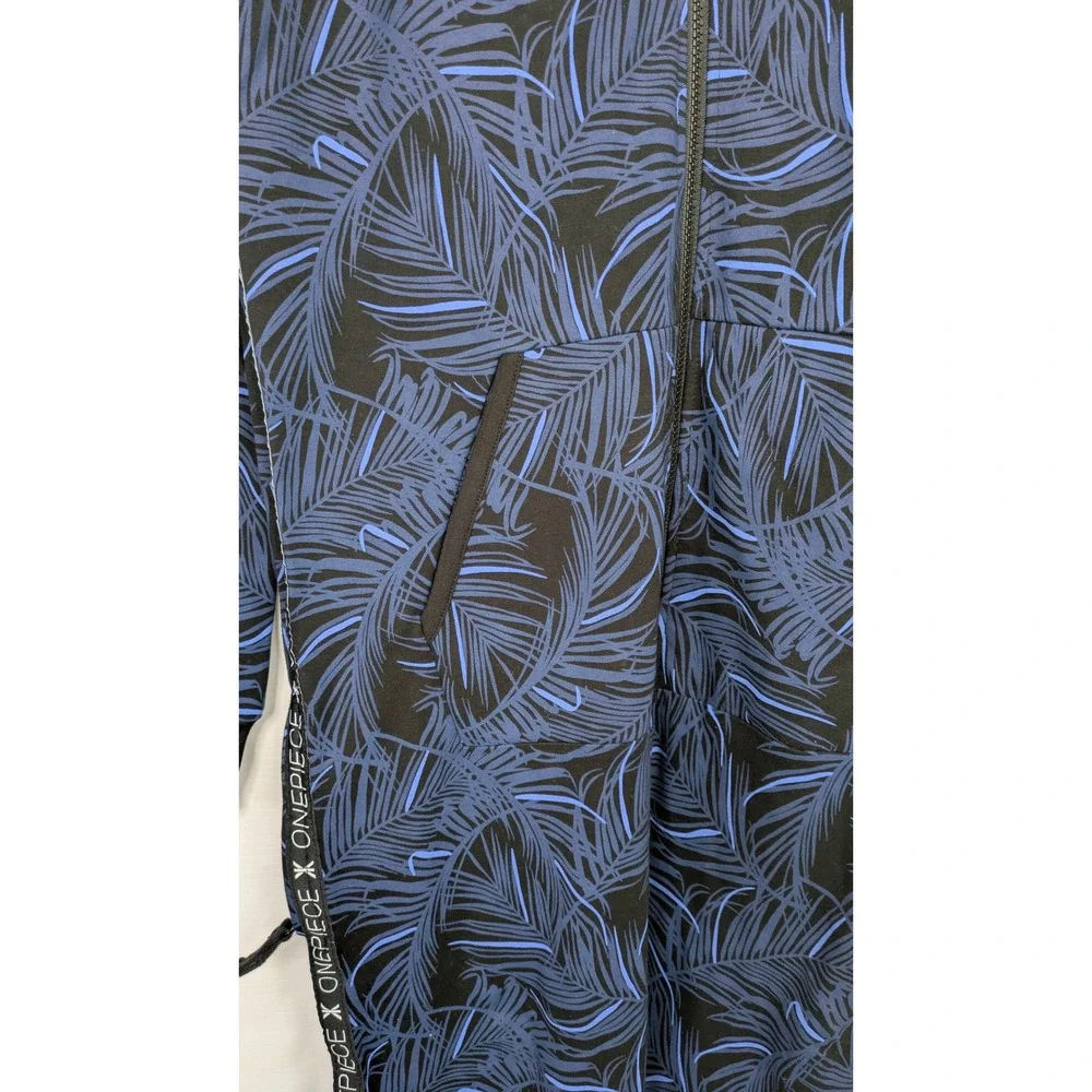 OnePiece Norwegian Original Jumpsuit Medium Blue Leaf Hooded Zip One Piece - Picture 9 of 16
